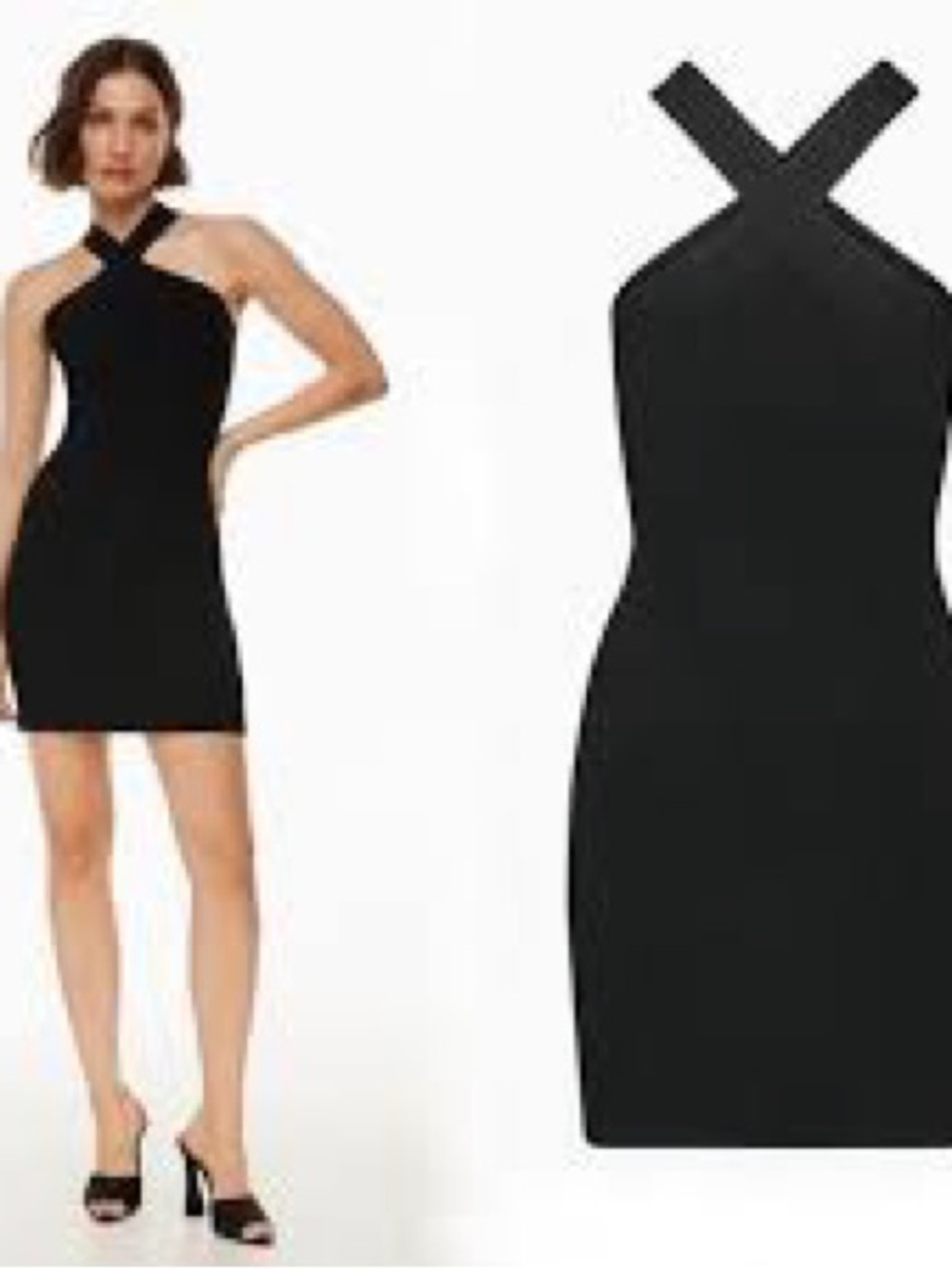 NWT ARITZIA BABATON SCULPT KNIT CRISS CROSS DRESS, BLACK, Sz XXS